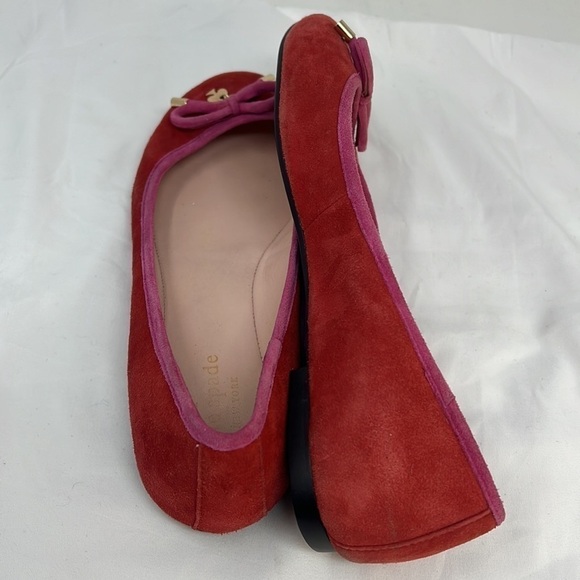 Kate Spade Sz 7 Coral Pink Suede Ballet Slippers Flats Slip on Shoes - Picture 6 of 11